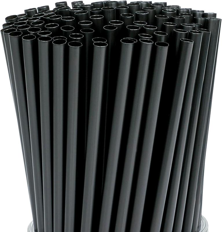 200 count Black Disposable Drinking Plastic Straws.(0.23'' diameter and 8.26