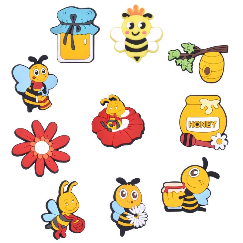 Cute Bee Themed Refrigerator Magnet, 10pcs set Cartoon Bee & Honeycomb & Honey Jar Design Fridge Magnet, Home Decor for Kitchen & Office