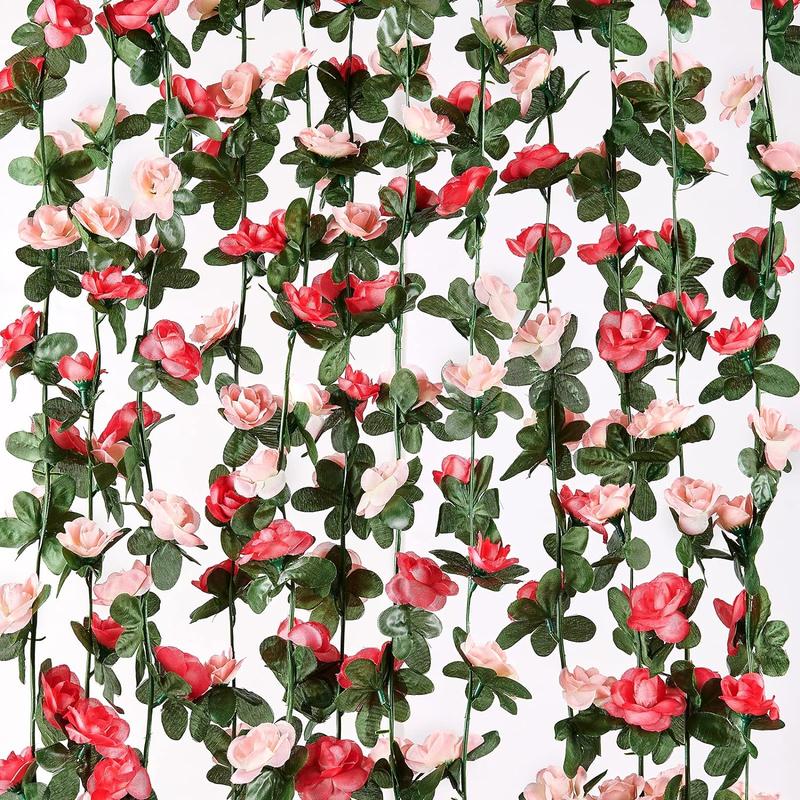 Flower Garland Rose Vines,8.2 Feet Flowers Vines for Bedroom, Rose Flower Garland Decoration, Rose Floral Garland for Room Table Wedding Decor Decorative Fruit Plants Silk Ornaments