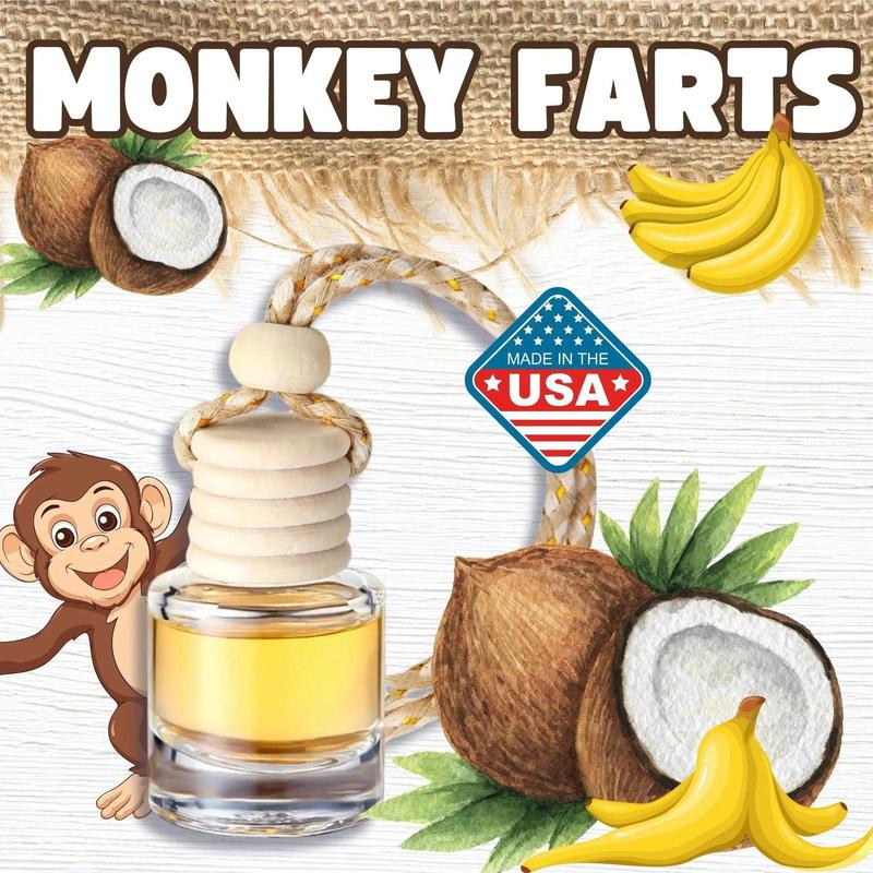 Monkey Farts Car Home Fragrance Diffuser Air Freshener Perfume Scented Coconut Oil Accessory Aroma Scent Banana Coconut fragrance oil