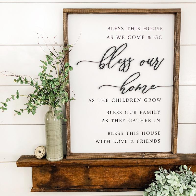 Farmhouse Sign, Bless Our Home, Home Saying, Farmhouse Decor, Family Sign, Mothers Day Gift, Anniversary Gift, UnFramed