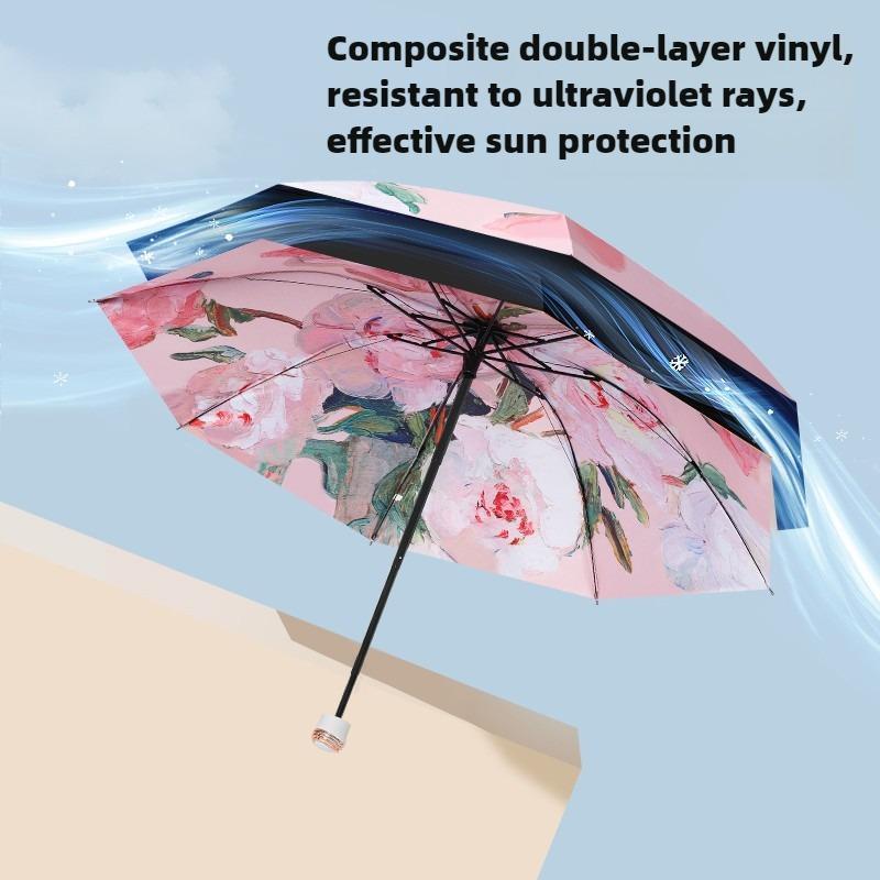 Double Layer Folding Umbrella, 1 Count Portable Manual Umbrella, Sun & Rain Dual-use Umbrella for Outdoor, Travel, Camping, Hiking