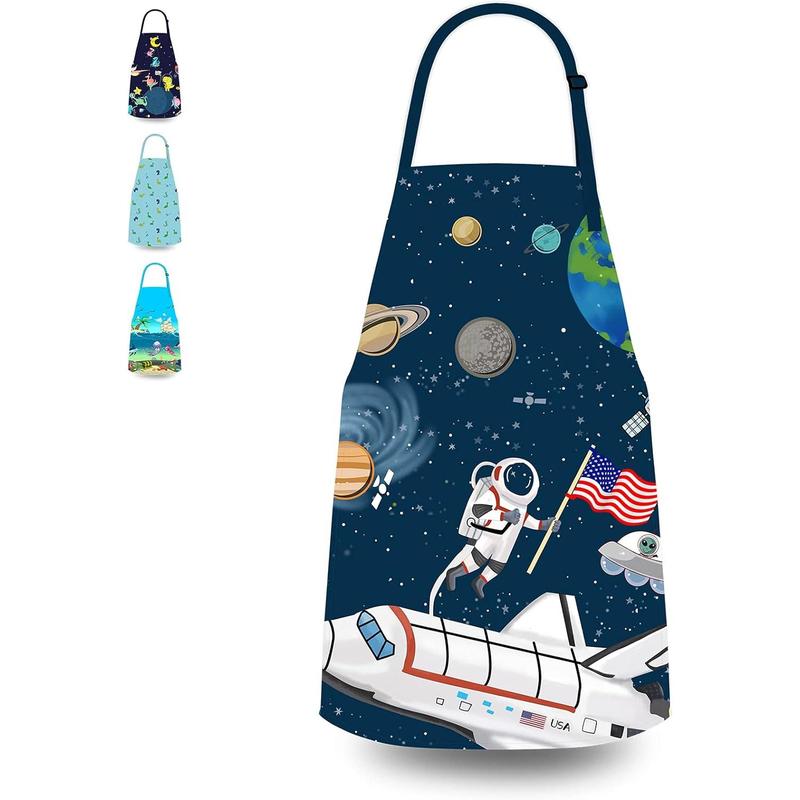 Kids Apron for Boys, Unisex Apron With Adjustable Neck strap, Kitchen Bib Apron for Cooking Painting Baking