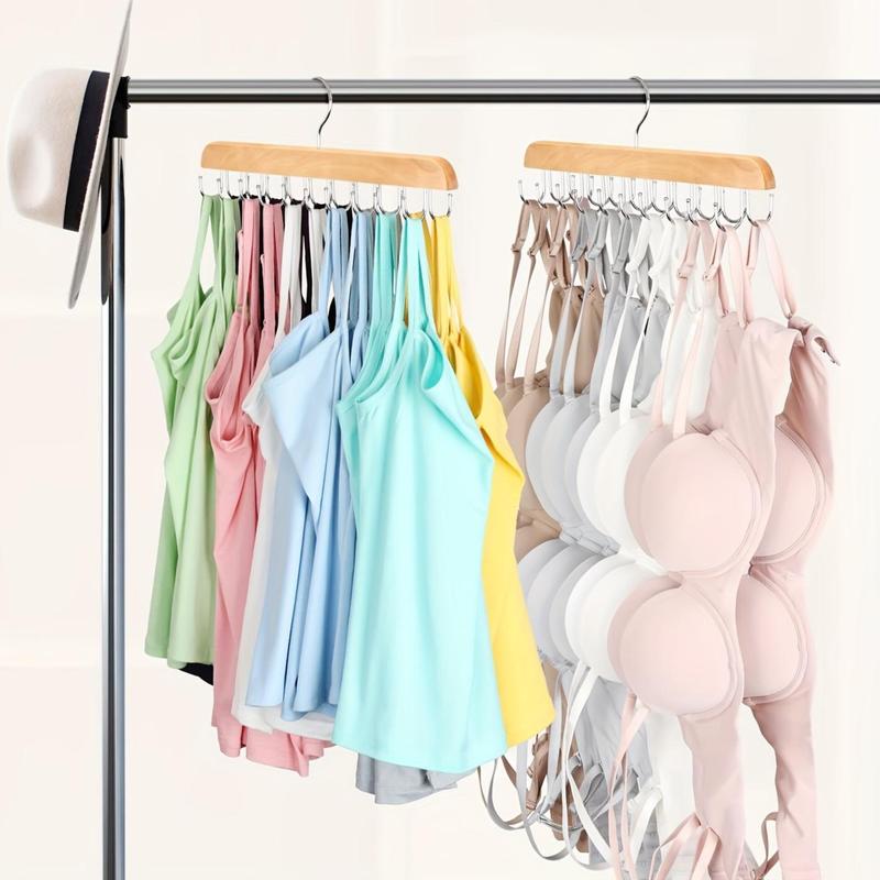 Wooden Tank Top Hanger, 360° Rotating Jeans Hanger, Belt Hanger, Tie Hanger, Durable & Fashionable Hanger for Closet, Home Decoration Hooks