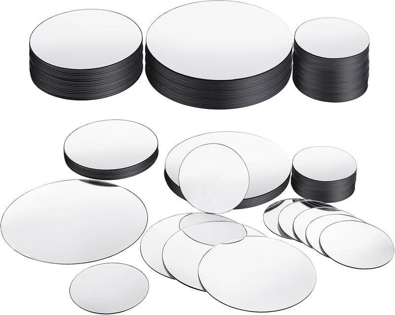 Mini Size Round Mirror Small Round Mirror Adhesive Mirror Round Craft Mirror Tiles for Crafts and DIY Projects Supplies (1 Inch, 2 Inch, 3 Inch)