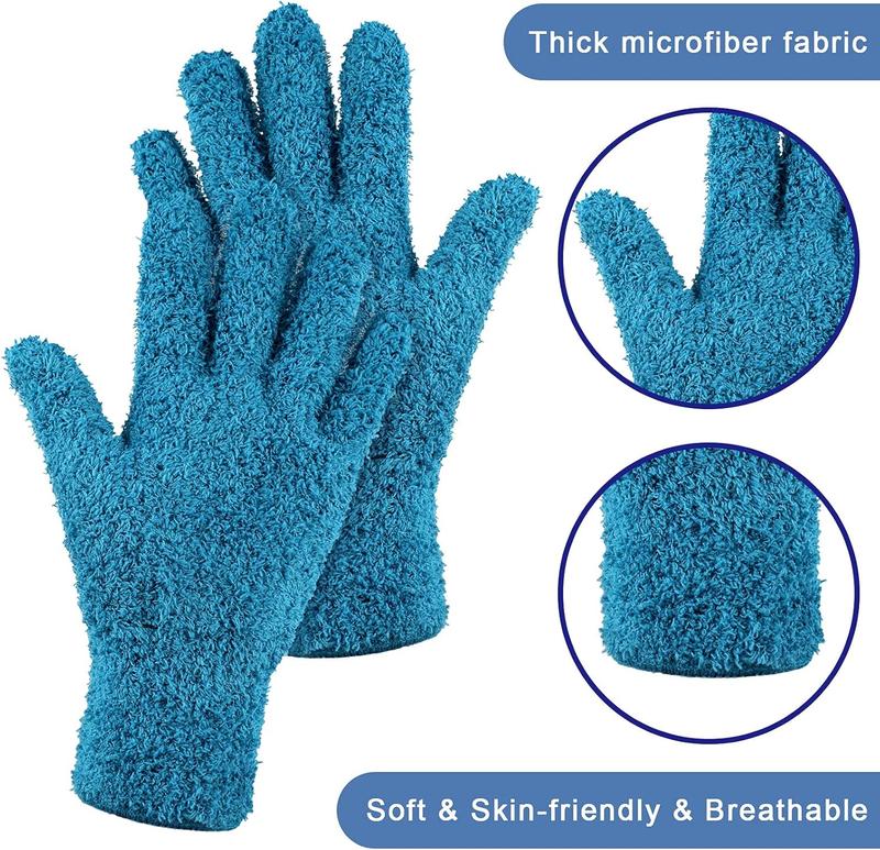 4 Pairs Microfiber Dusting Gloves Washable Reusable Cleaning Gloves Mittens for  House Cleaning Car Blinds