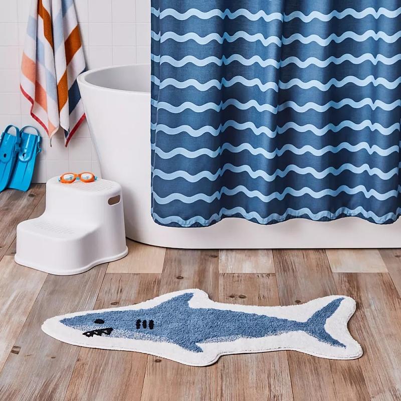 Shark Bath Rug - Rugs Blue Absorbent Bath Rugs Non-Slip Shower Rug Bath Mats for Bathroom Kitchen Sink Bedroom Floor Mat Carpet, 38 Inches (L), 20 Inches (W)