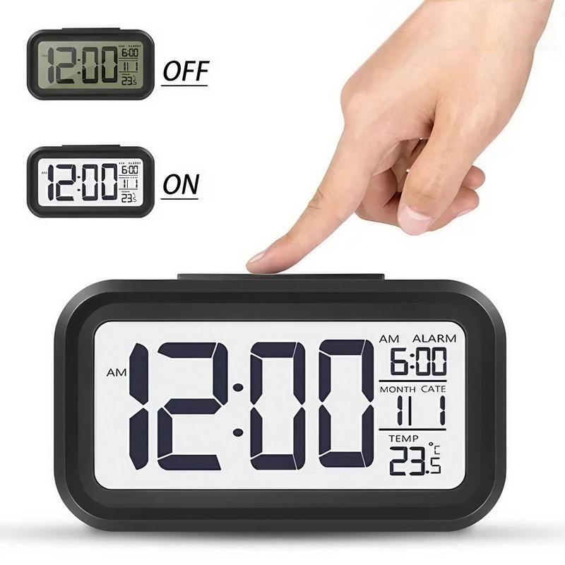 Alarm Clock, 1 Count Battery Powered Desktop Clock with Night Light, Creative Temperature Display Clock, Home Decor Supplies, Batteries Not Included