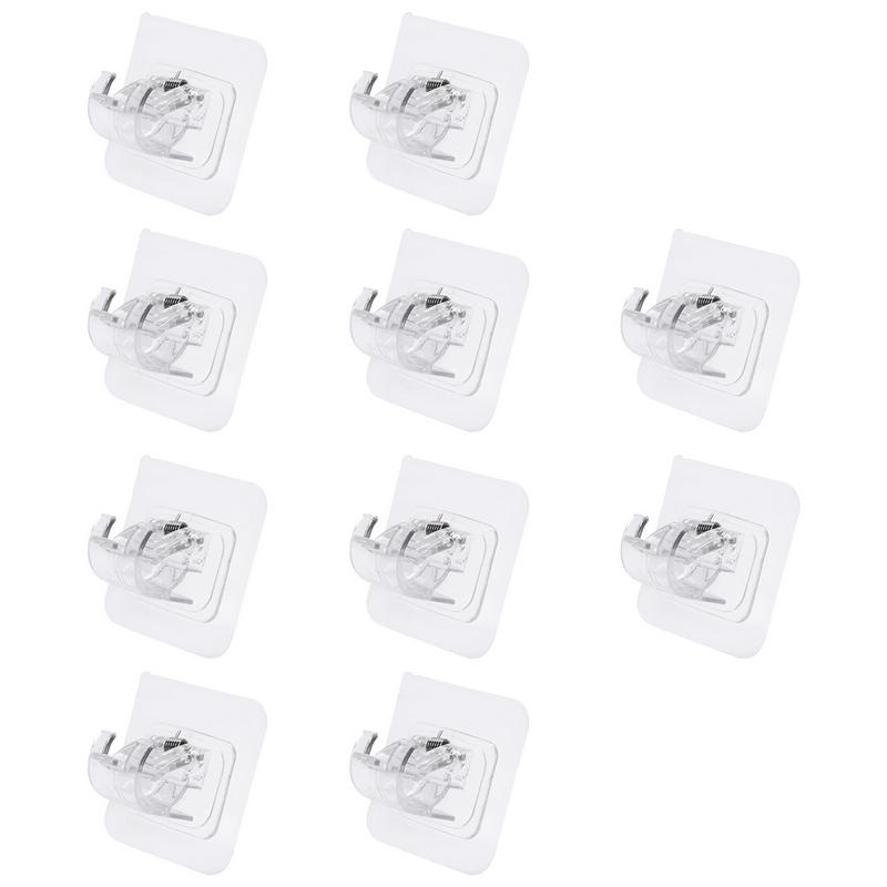 10PCS Self Adhesive Curtain Rod Holders No Drill Curtain Rods Brackets No Drilling Nail Free Adjustable Hooks -2