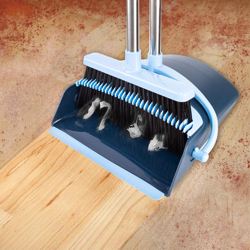 Broom and Dustpan Set for Home 2024 Indoor Broom with Dustpan Combo Set Upright Dust Pans with Long Handle Angle Broom for Kids Garden Pet Hair Lobby