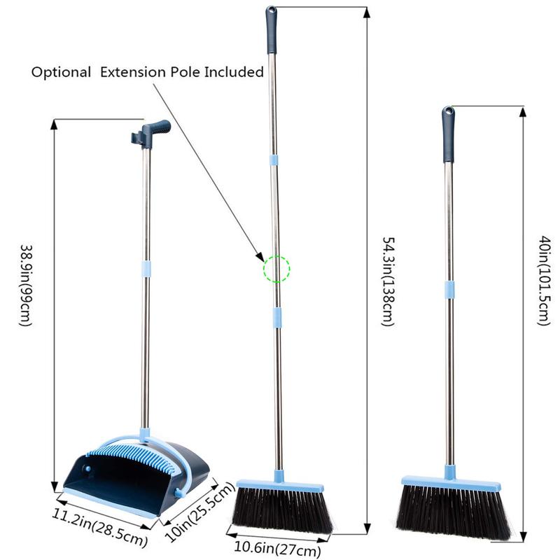 Broom and Dustpan Set for Home 2024 Indoor Broom with Dustpan Combo Set Upright Dust Pans with Long Handle Angle Broom for Kids Garden Pet Hair Lobby