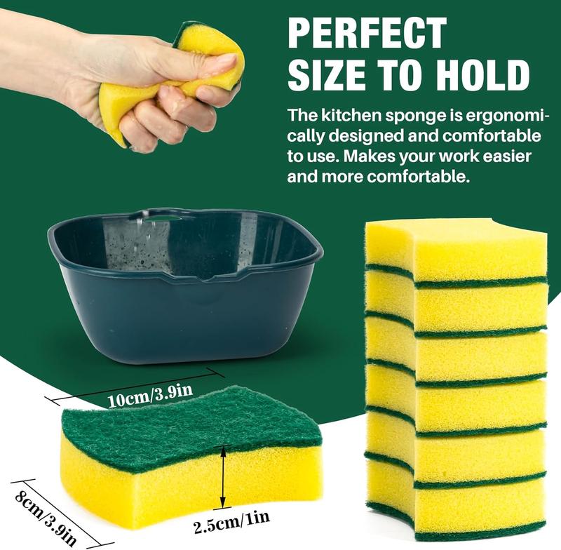 18PCS Heavy Duty Scrub Sponge - Dish Scrubber Sponge Non Scratch Double Sided Reusable