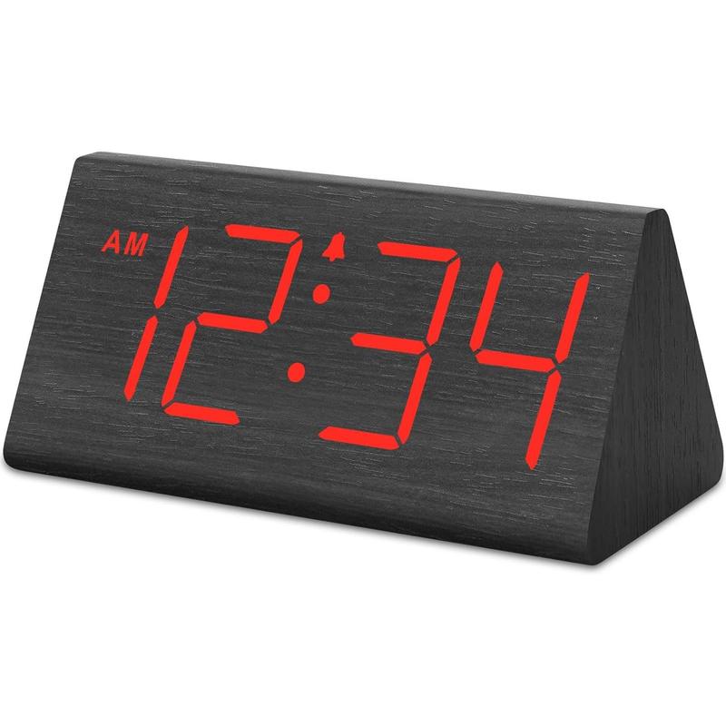 Wooden Digital Alarm Clocks for Bedrooms-Electric Desk Clock with Large Numbers,Adjustable Volume,Dimmer,Wood Decor,Housewarming Gift cubo clock