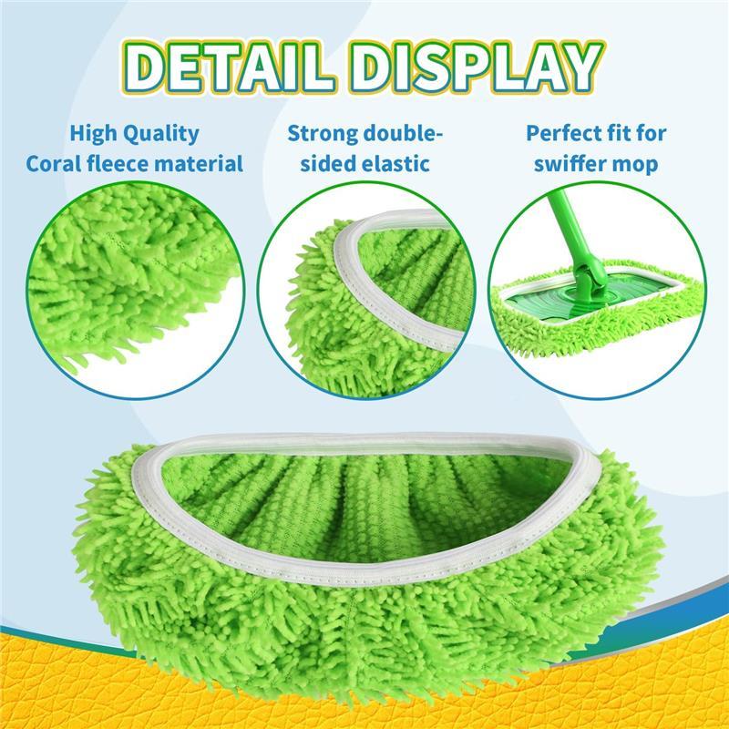 Reusable 100% Coral Fleece  Compatible with Swiffer Sweeper Mop, Wet and Dry Flat mop Cover, 3 Pack Washable Mop Pads (Mop is Not Included)