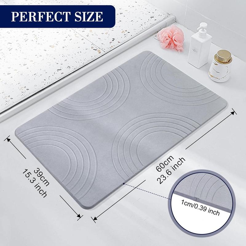 Stone Bath Mat, Diatomaceous Earth Shower Mat, Super Absorbent, Non-Slip, Quick Drying, Easy to Clean - Ideal for Bathroom, Shower Floor and Kitchen Counter (23.5x15