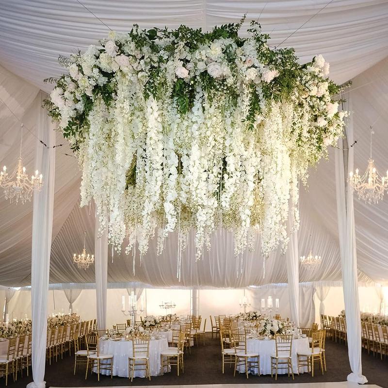 Room Decor Hanging Artificial Wisteria Flower, 12pcs Lifelike Hanging Fake Rattan Flower, Greenery Decoration for Indoor Outdoor Garden Wedding Party, Summer Decor 2024,  Fall Decor, Boyfriend Gifts, Halloween Decor