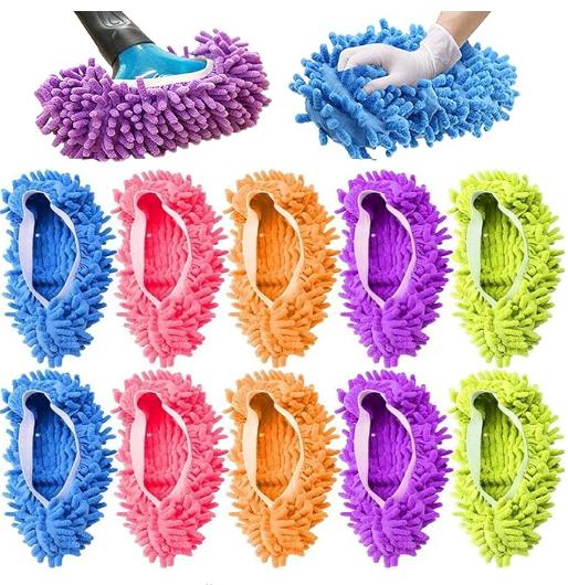 4 Pairs Shoes Cover Dust Duster, Multi Function Reusable Mop Slippers, Microfiber Dust Mops, Multi Purpose Floor Cleaning Shoes for Bathroom, Office, Kitchen, House Polishing Cleaning