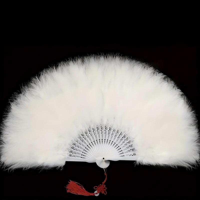 Folding Feather Fan, 1 Count Exquisite Dance Props Fan, Wedding Holiday Party Gift for Women Friend Bestie