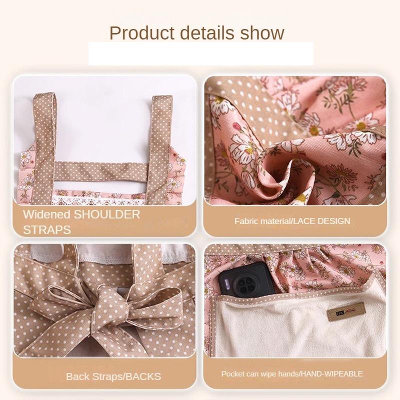 Cotton Floral Princess Apron Women's High-Grade Household Waterproof and Oil-Proof Bib Cute Hand-Wiping Skirt Wholesale egg apron birthday gift Flower