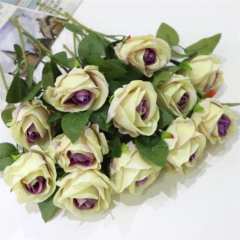 Artificial Rose (12pcs), Faux Rose Bouquet, Decorative Flower for Home Party Wedding Anniversary Festival