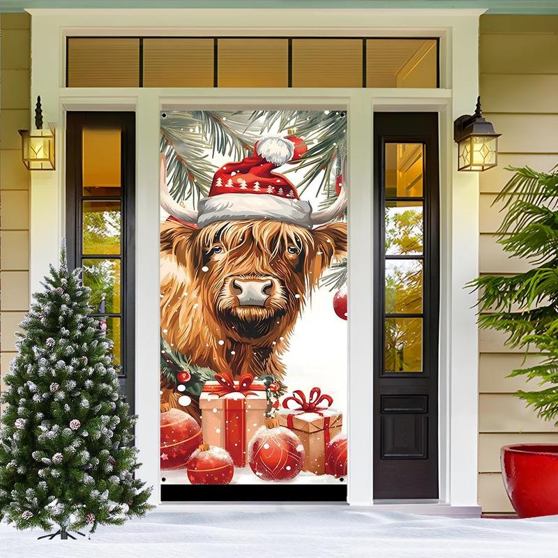 Christmas Themed Door Banner, 1 Count Festive Door Decoration, Door Hanging Banner for Home Living Room Bedroom, Party Decoration Supplies