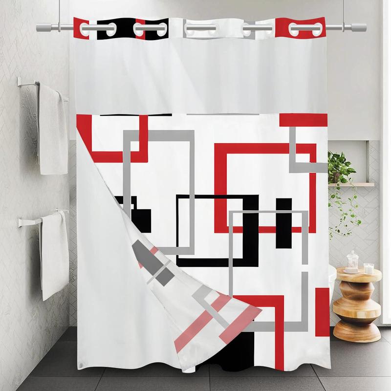 Geometric Pattern Shower Curtain, 1 Count Modern Simple Bathroom Curtain, Waterproof Shower Curtain for Home Bathroom Hotel Dormitory Decor