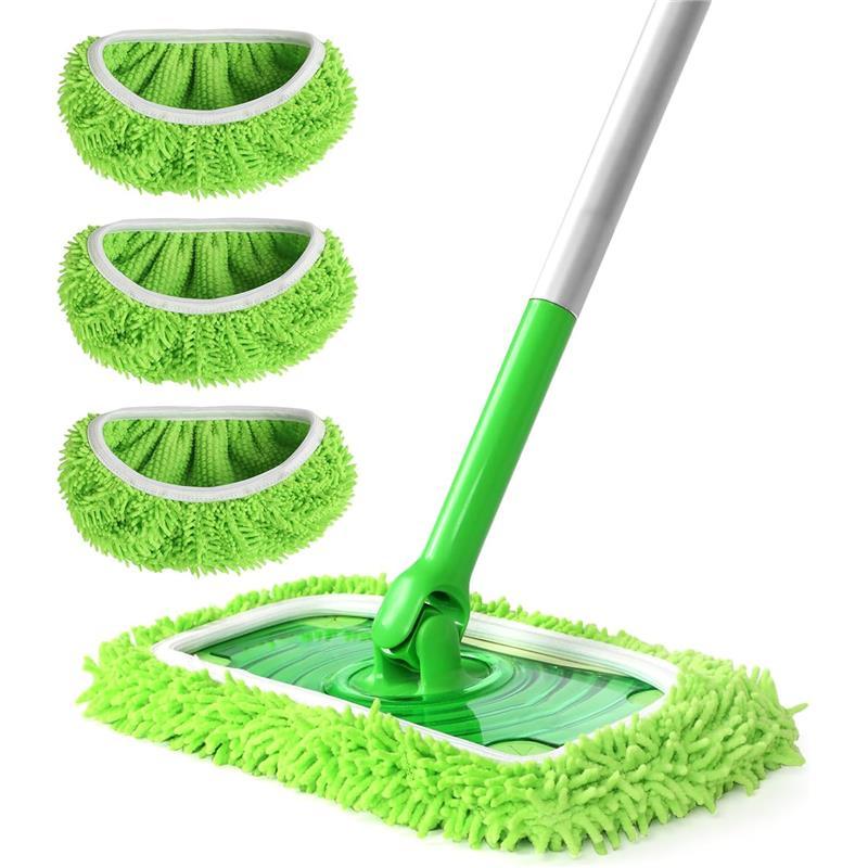 Reusable 100% Coral Fleece  Compatible with Swiffer Sweeper Mop, Wet and Dry Flat mop Cover, 3 Pack Washable Mop Pads (Mop is Not Included)