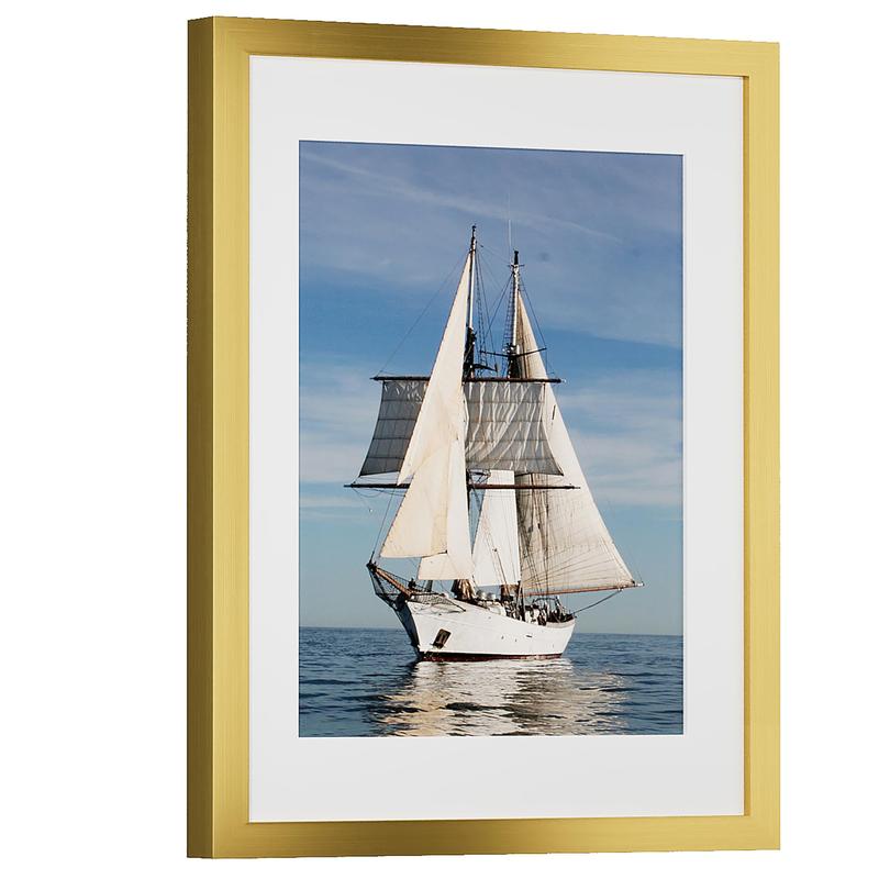 PEALSN 12x16 Picture Frame, Display Pictures 8.5 x 11 with Mat or 12 x 16 Without Mat for Wall Mounting Display, Photo Frames, Gold.