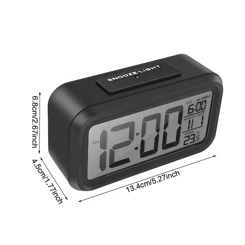 Alarm Clock, 1 Count Battery Powered Desktop Clock with Night Light, Creative Temperature Display Clock, Home Decor Supplies, Batteries Not Included