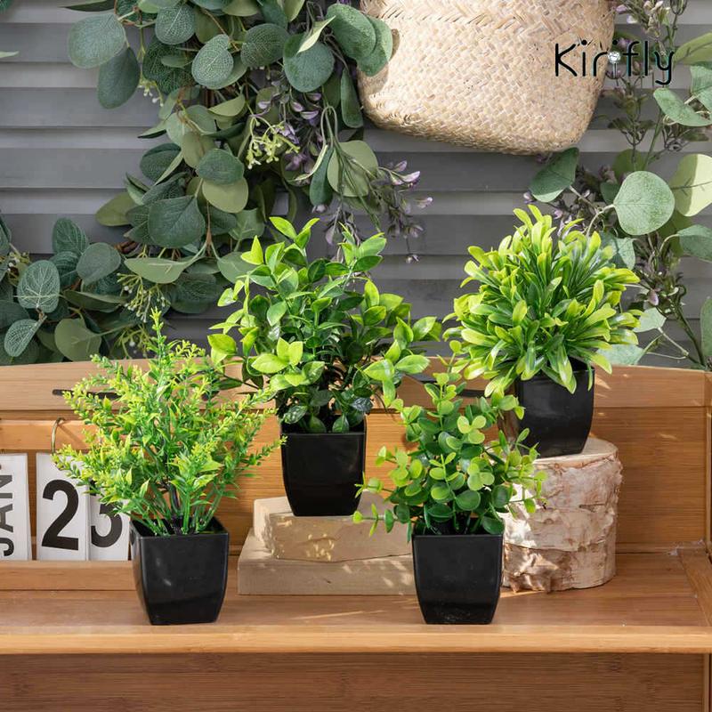 Artificial Potted Plant, 4pcs set Faux Plant for Home Office Bathroom Farmhouse Table Decoration