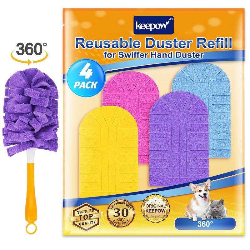 KEEPOW Reusable Duster Refill Compatible with Swiffer 360 Degree Dusters Refills for Cleaning 4 Pack (Handle is Not Included)