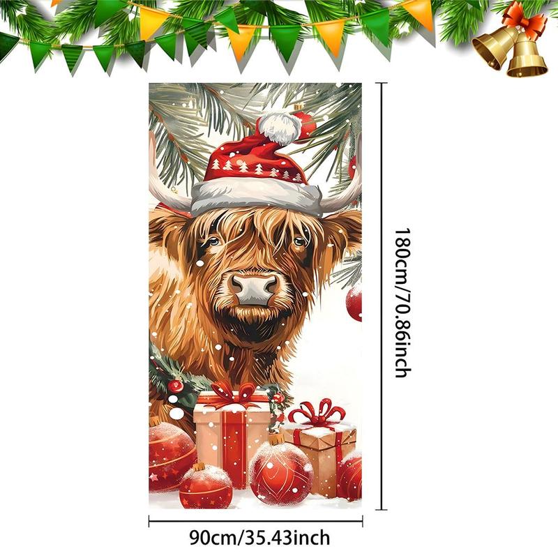 Christmas Themed Door Banner, 1 Count Festive Door Decoration, Door Hanging Banner for Home Living Room Bedroom, Party Decoration Supplies