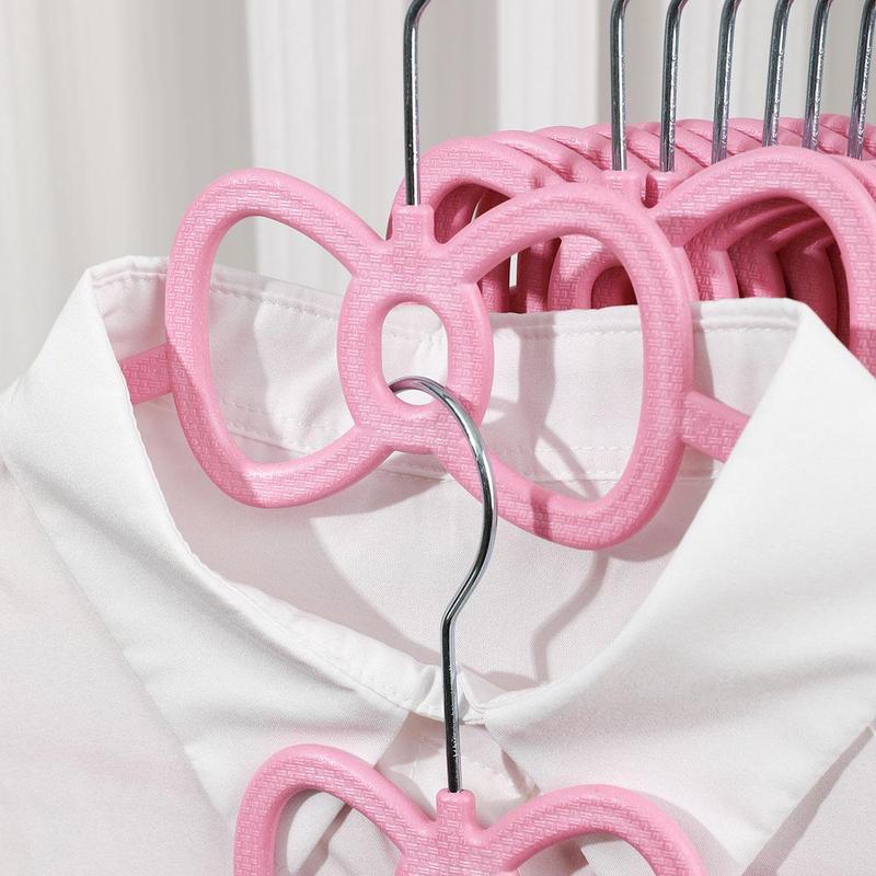 Bowknot Design Clothing Hanger, 3pcs set Creative Cute Plastic Hanger for Both Wet and Dry Clothes, Home Wardrobe Organizer for Kids