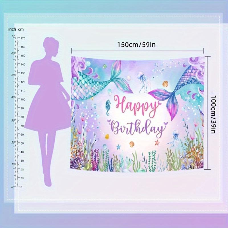 Mermaid Tail Pattern Birthday Party Backdrop, 1 Count Under The Sea Birthday Party Decoration, Mermaid Tails Photography Background