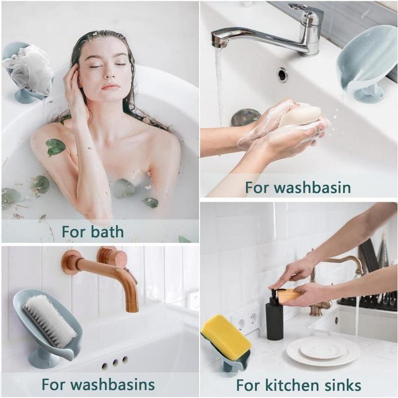 Soap Holder Soap Dish Self Draining Soap Holder, Bar Soap Holder,Leaf Shape Soap Holder Soap Saver, Extend Soap Life, Keep Soap Bars Dry Clean & Easy Cleaning  2 PCS(Creative Life Pavilion)