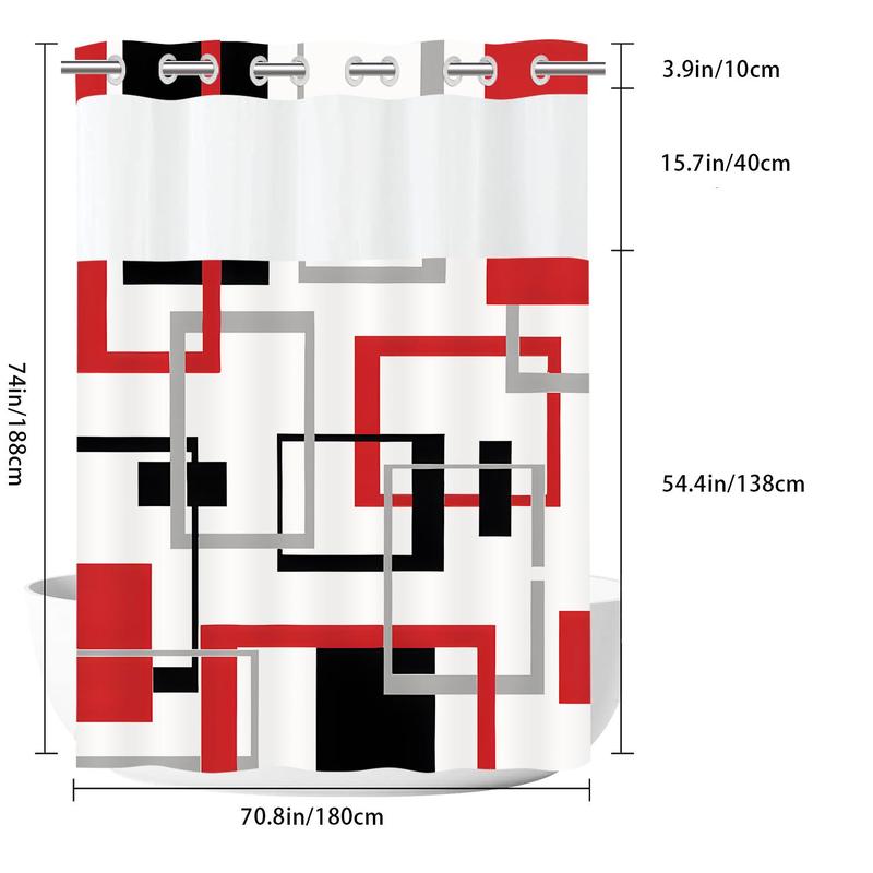 Geometric Pattern Shower Curtain, 1 Count Modern Simple Bathroom Curtain, Waterproof Shower Curtain for Home Bathroom Hotel Dormitory Decor