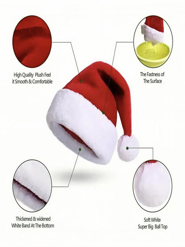 Christmas Themed Hat, Cute Plush Santa Claus Hat, Holiday Party Decoration Supplies, Fashion Accessories for Men & Women & Children