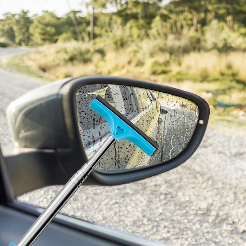 Retractable Car Rearview Mirror Brush, Stainless Steel Car Glass Cleaning Brush, Enhanced Visibility, Car Cleaning Tool with Retractable Handle