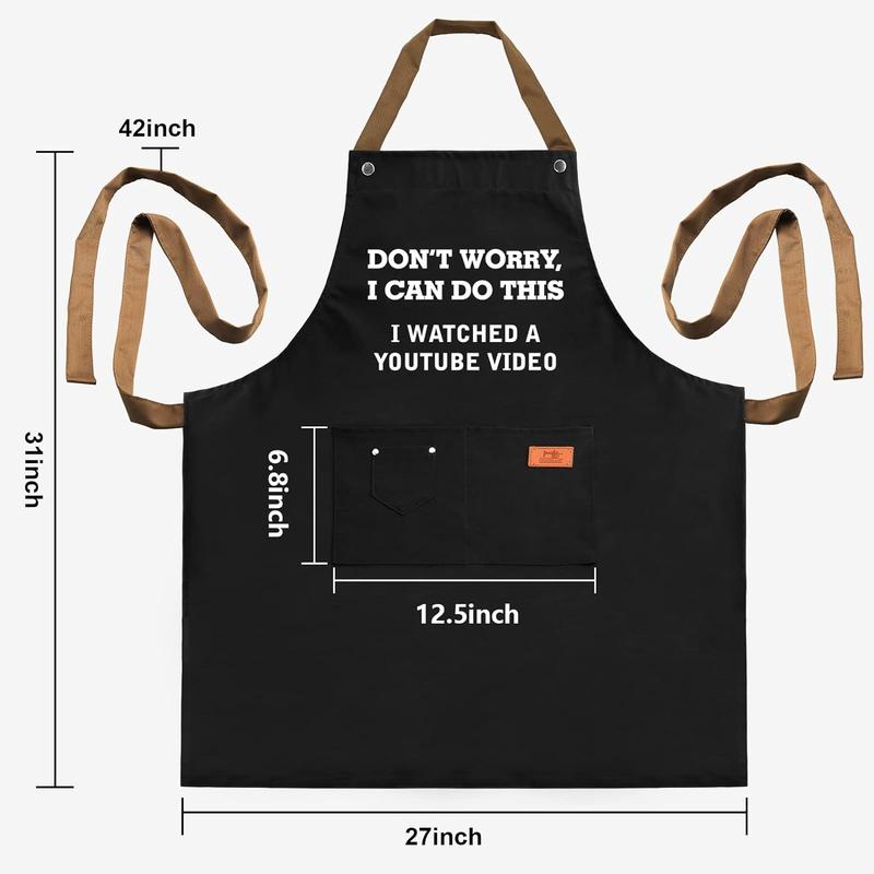 Father's Day Gifts for Dad, Gifts for Husband, Boyfriend, Brother, Men Unique Birthday Gifts, Funny Gifts for Mom, Dad Gifts From Daughter Son – BBQ Cooking Chef Apron 3 Pockets, Kitchen Gifts Christmas Accessory Christmas Accessory Adjustable Baking Cott