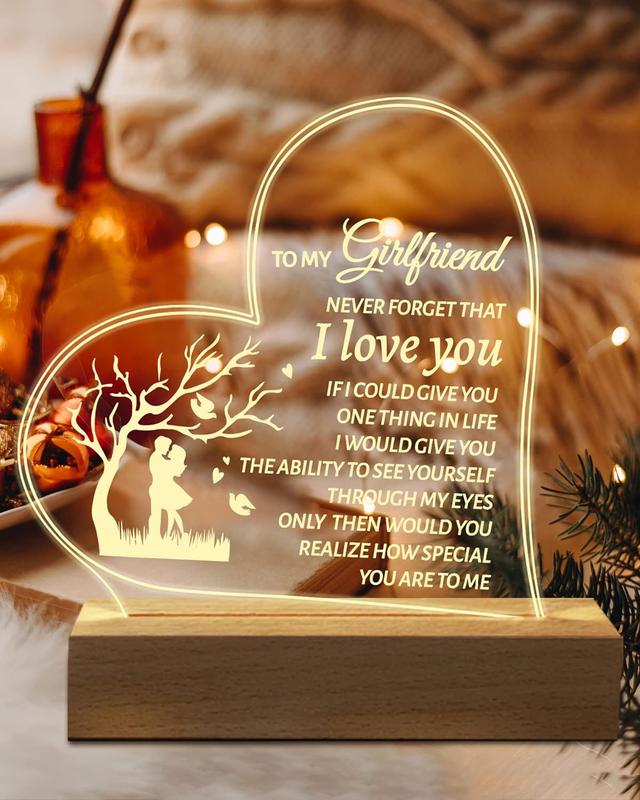 Christmas Gift for Girlfriend, to My Girlfriend Acrylic Engraved 15 * 19CM Presents, Birthday Anniversary Christmas Valentines Day Gifts for Girlfriend