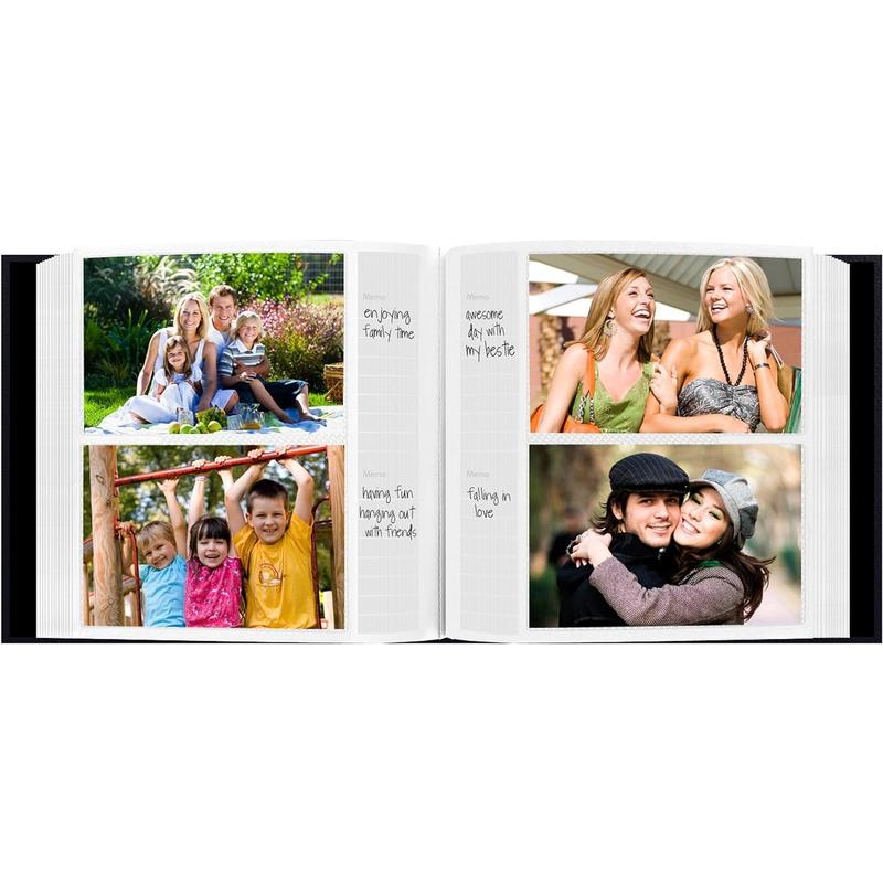 Photo Albums DA-200SF BLK 200 Pocket Sewn Leatherette Frame Cover Photo Album, 4 by 6-Inch, Black