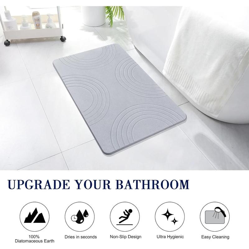 Stone Bath Mat, Diatomaceous Earth Shower Mat, Super Absorbent, Non-Slip, Quick Drying, Easy to Clean - Ideal for Bathroom, Shower Floor and Kitchen Counter (23.5x15