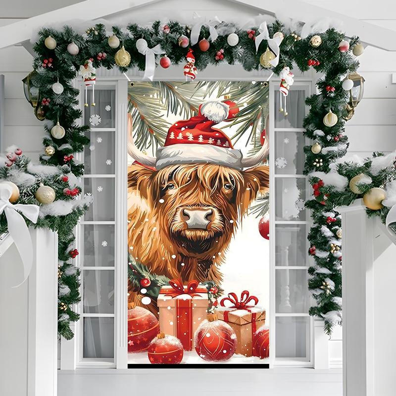 Christmas Themed Door Banner, 1 Count Festive Door Decoration, Door Hanging Banner for Home Living Room Bedroom, Party Decoration Supplies