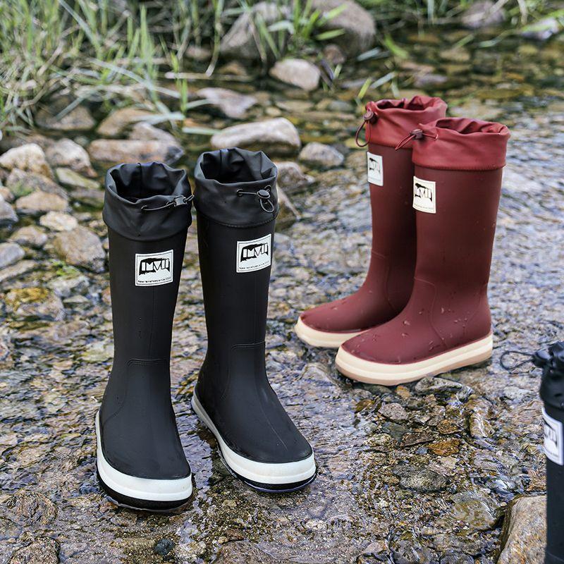 PVC Round-toe Flat-soled Wear-resistant Mid-calf Rain Boots, Lightweight Waterproof And Non-slip Fashionable Rain Boots