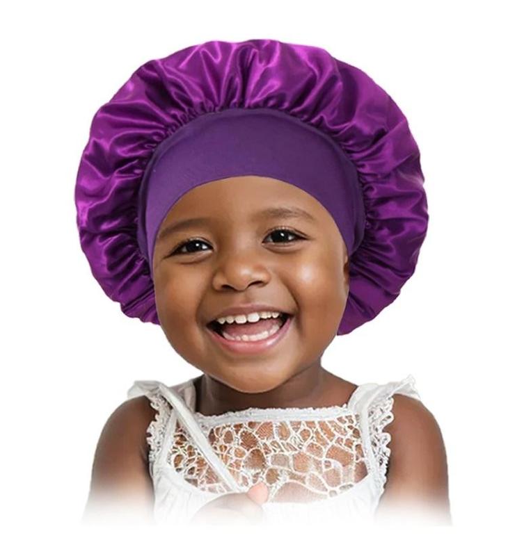 H A C Satin Bonnet for Girls - Elegant Wide Brim Sleep & Shower Cap