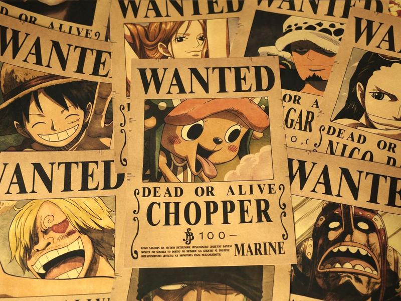 10Pcs Set Vintage Anime One Piece Bounty Wanted Posters Children Room Living Wall Decoration Cartoons Pirate Wanted Paintings