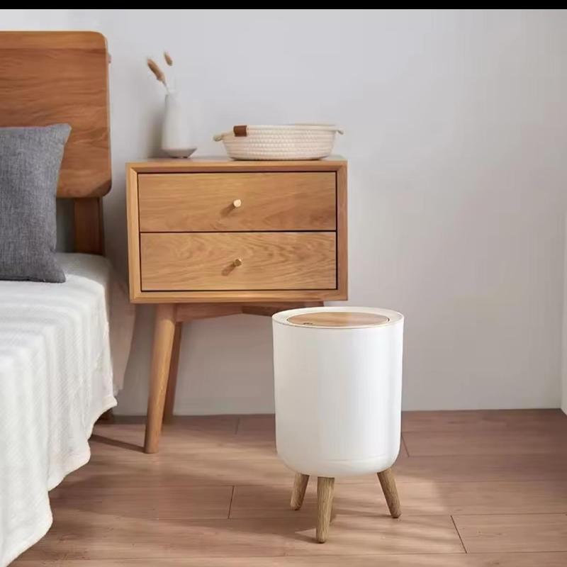 Creative Trash Can with Lid, 1 Count Snap Button Trash Can, Household Waste Bin for Home Living Room & Bedroom & Kitchen