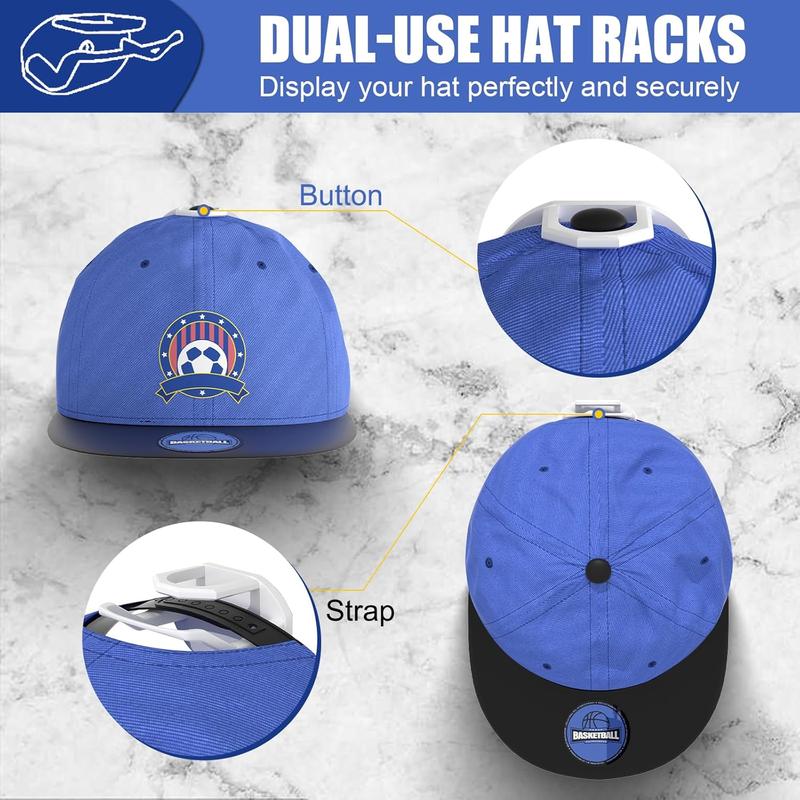 24 Pack Adhesive Hat Hooks for Wall, Strong Hat Rack for Baseball Caps, Hat Organizer Display for Home Decor, Hat Hold Hanger for Wall Hangable