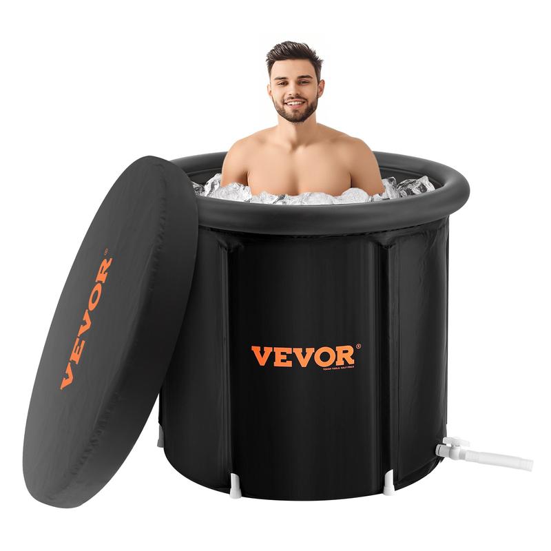 VEVOR Ice Bath Tub, Cold Water Therapy Plunge Tub for Athletes, Portable Outdoor Ice Barrel Plunge Pool for Recovery, Max. 98 Gal Inflatable Folding Bathtub with Cover, Home Ice Pod for Adult