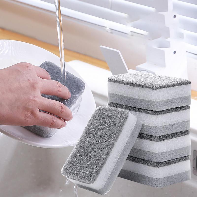 5pcs set Kitchen Cleaning Sponge, Double Sided Anti-scratch Dish Wash Sponge, Cleaning Pad for Kitchen Plate Pot Bowl Bottle, Kitchen Cleaning Tools